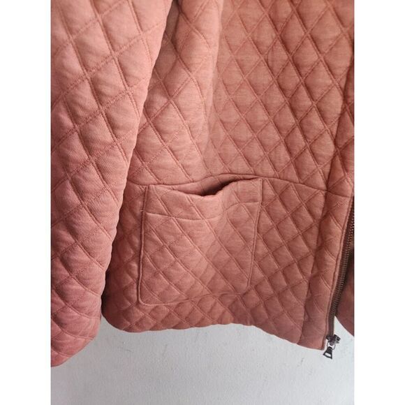 Logo by Lori Goldstein Pink Brown Cotton Quilted Full Zipper Light Jacket sz XL - Picture 4 of 8